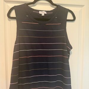 Evereve Women's Navy Multicolor Striped Muscle Tee